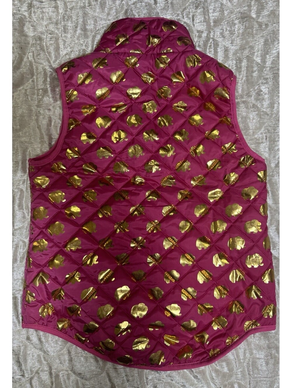 Simply Southern Pink Gold Elephant Quilted Puffer Vest Women Small NWT - Picture 3 of 4